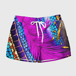 Шорты женские Чешуя и розовое перо, цвет: 3D-принт