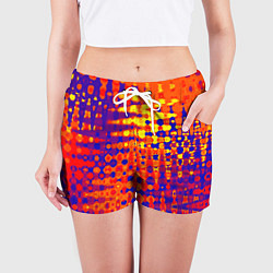 Шорты женские Пламенный сочный оранжево-синий, цвет: 3D-принт — фото 2