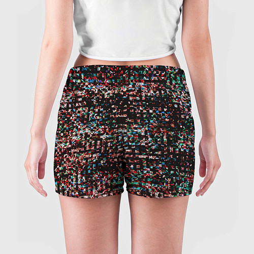 Женские шорты Тёмный чёрно-красный мелкий квадрат / 3D-принт – фото 4