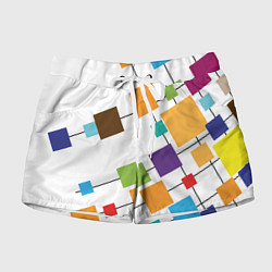 Шорты женские Разноцветные квадраты, цвет: 3D-принт