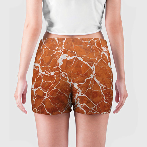 Женские шорты Темно-оранжевый мрамор / 3D-принт – фото 4