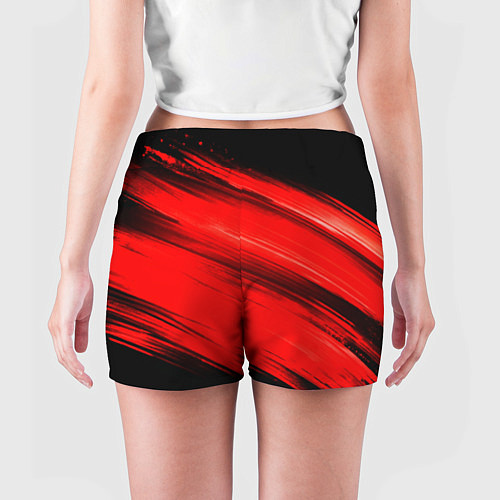 Женские шорты Красные мазги краски на черном / 3D-принт – фото 4