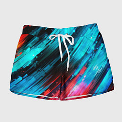 Женские шорты Синяя и красная краска на черном