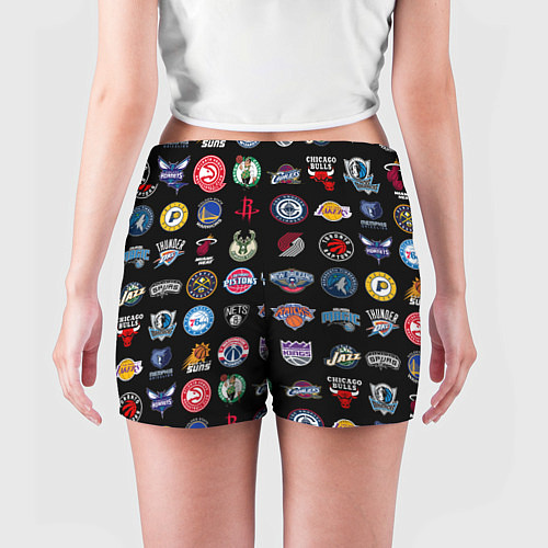 Женские шорты Команды НБА на черном фоне / 3D-принт – фото 4