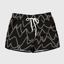 Шорты женские Кривые рукописные линии чёрно-коричневый, цвет: 3D-принт