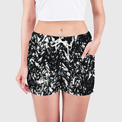 Шорты женские Искажённый пёстрый чёрно-белый, цвет: 3D-принт — фото 2
