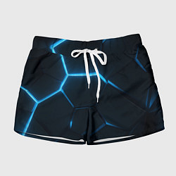 Женские шорты Черные плиты с синим светом