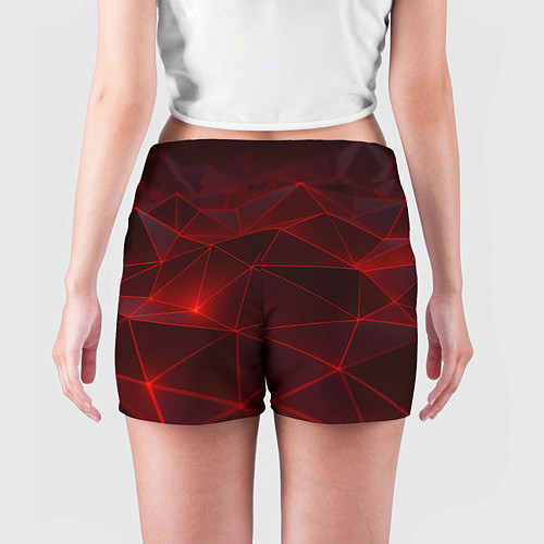 Женские шорты Красные полигоны с неоном / 3D-принт – фото 4