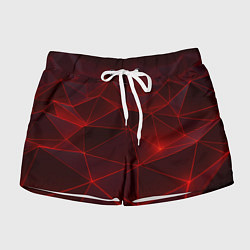 Женские шорты Красные полигоны с неоном