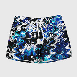 Женские шорты Абстракция разлитые краски чёрно-сине-белый
