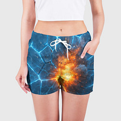 Шорты женские Взрыв из объемных плит, цвет: 3D-принт — фото 2