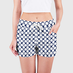 Шорты женские Серо-белый узор в клетку и горох ретро, цвет: 3D-принт — фото 2