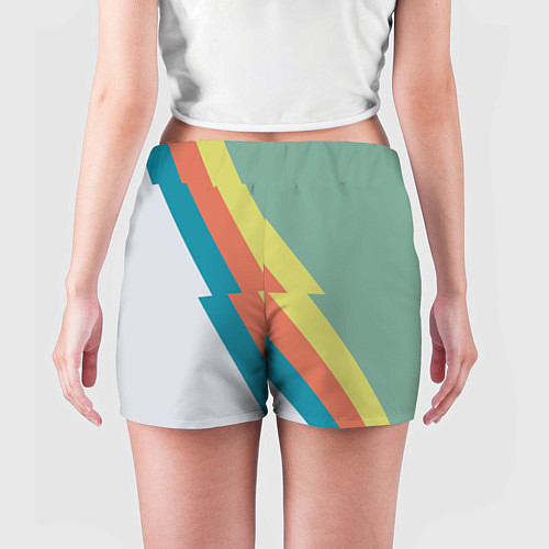 Женские шорты Рок молния Боуи весенняя палитра / 3D-принт – фото 4