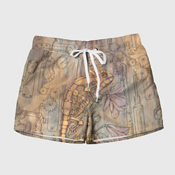 Шорты женские Стимпанк механический киберхамелеон, цвет: 3D-принт