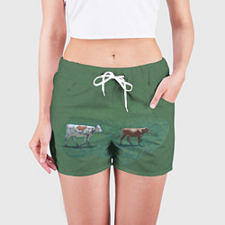 Шорты женские Бык с телёнком, цвет: 3D-принт — фото 2
