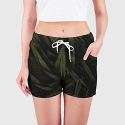 Шорты женские Абстракция - green triangles, цвет: 3D-принт — фото 2