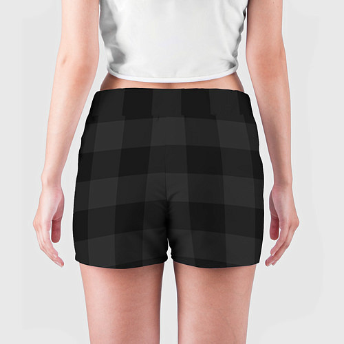 Женские шорты Английский черный в клетку текстура / 3D-принт – фото 4