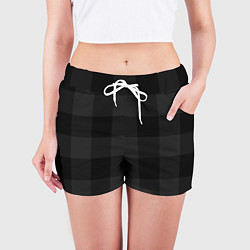 Шорты женские Английский черный в клетку текстура, цвет: 3D-принт — фото 2