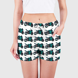 Шорты женские Motorbike light blue, цвет: 3D-принт — фото 2