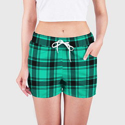 Шорты женские Checkered turquoise, цвет: 3D-принт — фото 2