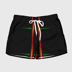 Шорты женские Neon black green circles, цвет: 3D-принт