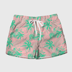 Шорты женские Palm turquoise pink, цвет: 3D-принт