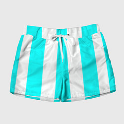 Шорты женские Color light blue white lines, цвет: 3D-принт