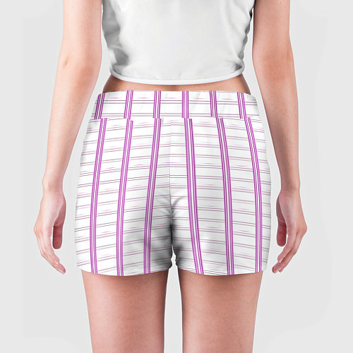 Женские шорты Color white cage pink line / 3D-принт – фото 4