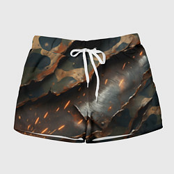 Шорты женские Камуфляжная ткань на металлической пластине, цвет: 3D-принт