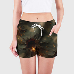 Шорты женские Следы от пуль на камуфляже, цвет: 3D-принт — фото 2