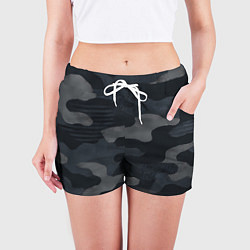 Шорты женские Текстура - камуфляжная синяя ткань, цвет: 3D-принт — фото 2