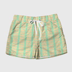 Шорты женские Color beige cage blue stripes, цвет: 3D-принт