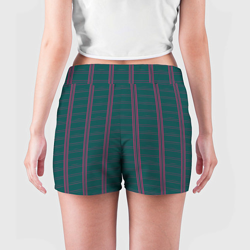 Женские шорты Color dark cage pink stripes / 3D-принт – фото 4