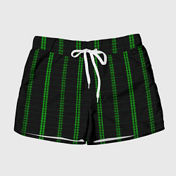 Шорты женские Color black cage green stripes, цвет: 3D-принт