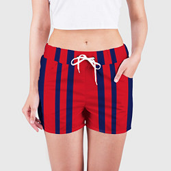 Шорты женские Color black red stripes, цвет: 3D-принт — фото 2