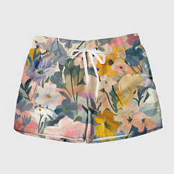 Шорты женские Цветы цветочки, цвет: 3D-принт