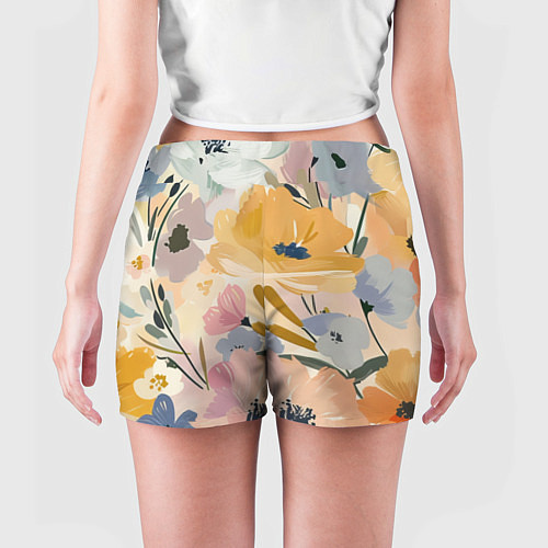 Женские шорты Цветы акварель / 3D-принт – фото 4