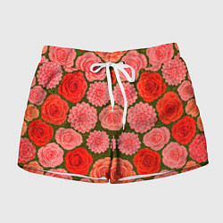 Шорты женские Цветочная поляна паттерн, цвет: 3D-принт
