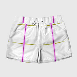 Шорты женские Color white pink yellow stripes, цвет: 3D-принт