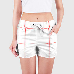 Шорты женские Color white red stripes, цвет: 3D-принт — фото 2