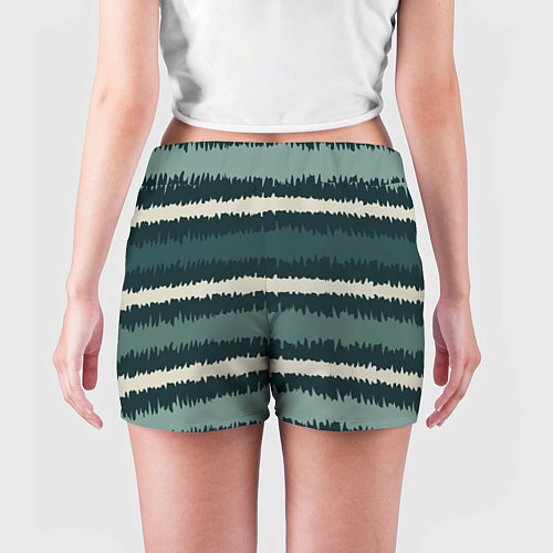 Женские шорты Полосы зигзагообразные зеленые / 3D-принт – фото 4