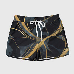 Женские шорты Мраморный узор с золотыми полосками