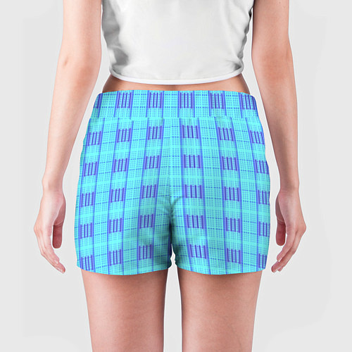 Женские шорты Color neon light blue purple stripes / 3D-принт – фото 4