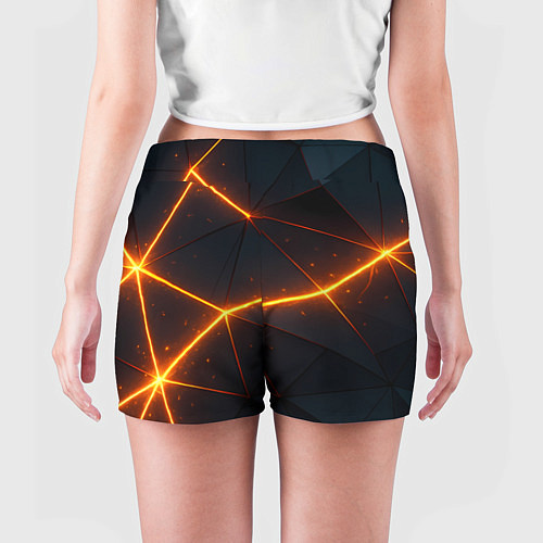 Женские шорты Оранжевые геометрические лучи / 3D-принт – фото 4