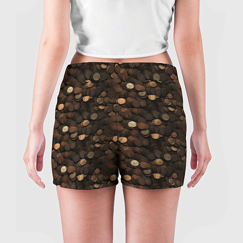 Женские шорты Монеты - паттерн / 3D-принт – фото 4
