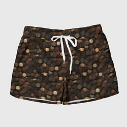 Шорты женские Монеты - паттерн, цвет: 3D-принт