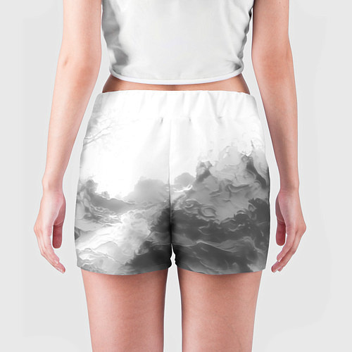 Женские шорты Абстракция серые волны / 3D-принт – фото 4