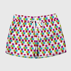 Шорты женские Цветные блоки на белом, цвет: 3D-принт