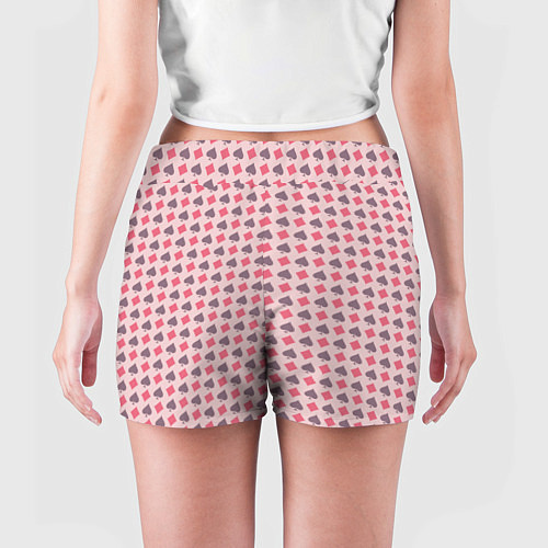 Женские шорты Паттерн бубны и пики розовый / 3D-принт – фото 4