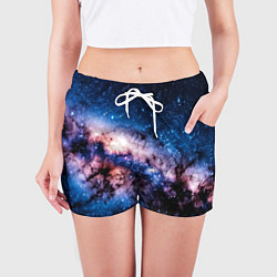 Шорты женские Фантастический космос звёзды и туманности, цвет: 3D-принт — фото 2
